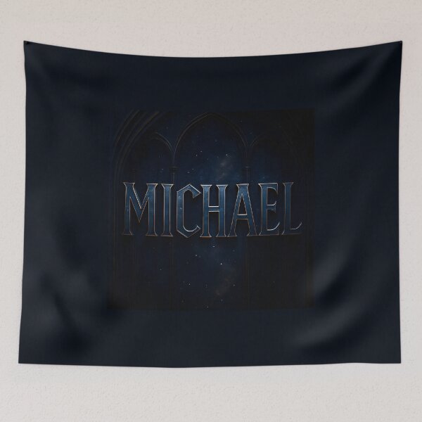 Item preview, MICHAEL Gothic Steel Name Art – Starfield Inlay with Cathedral Arches designed and sold by VoidBloom Studio.