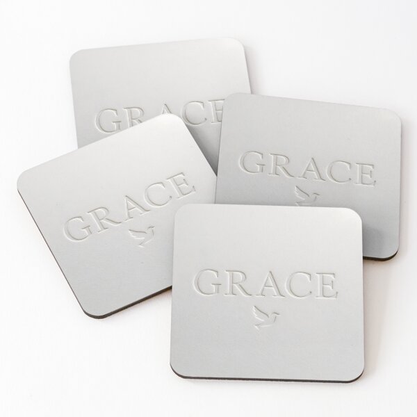 Item preview, GRACE Minimalist Embossed Name Print – White Dove Symbol on Textured Cotton Paper, Neutral Nursery & Home Decor designed and sold by VoidBloom Studio.