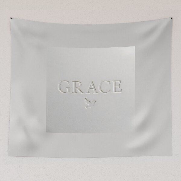 Item preview, GRACE Minimalist Embossed Name Print – White Dove Symbol on Textured Cotton Paper, Neutral Nursery & Home Decor designed and sold by VoidBloom Studio.