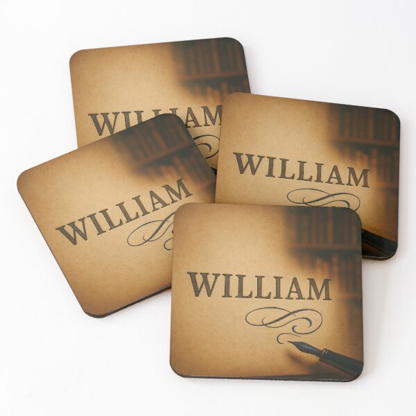 Item preview, WILLIAM Library Letterpress Name Art – Vintage Parchment with Fountain Pen Flourish designed and sold by VoidBloom Studio.