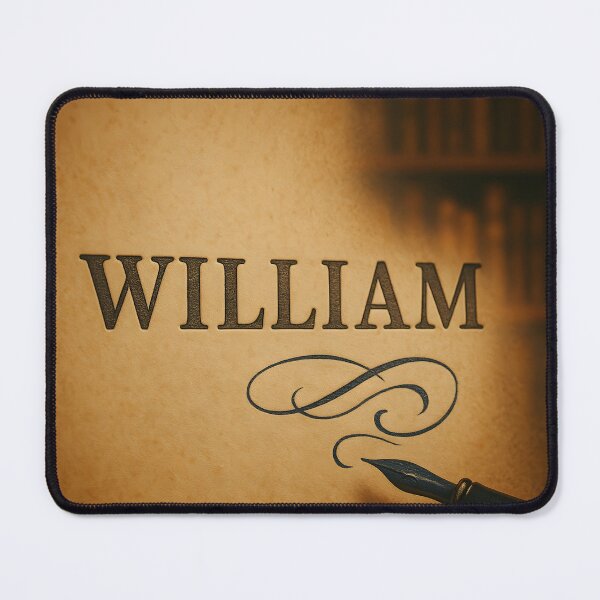 Item preview, WILLIAM Library Letterpress Name Art – Vintage Parchment with Fountain Pen Flourish designed and sold by VoidBloom Studio.