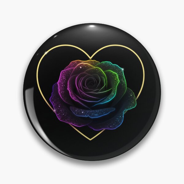 Item preview, Neon Black Rose with Rainbow Glow and Cosmic Heart – Futuristic Digital Art designed and sold by PixelVibe782.