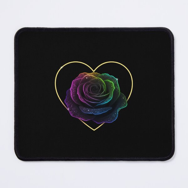 Item preview, Neon Black Rose with Rainbow Glow and Cosmic Heart – Futuristic Digital Art designed and sold by PixelVibe782.