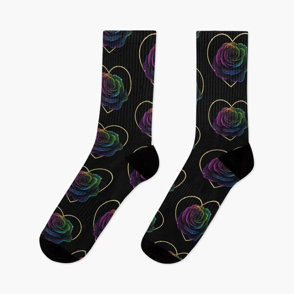 Item preview, Neon Black Rose with Rainbow Glow and Cosmic Heart – Futuristic Digital Art designed and sold by PixelVibe782.