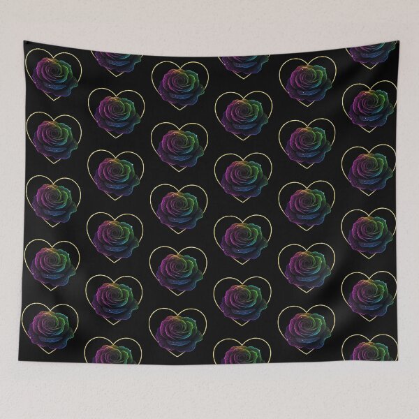 Item preview, Neon Black Rose with Rainbow Glow and Cosmic Heart – Futuristic Digital Art designed and sold by PixelVibe782.