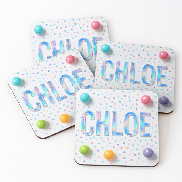 Item preview, CHLOE Holographic Name Art – Iridescent Typography with Confetti Dots designed and sold by VoidBloom Studio.