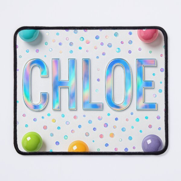 Item preview, CHLOE Holographic Name Art – Iridescent Typography with Confetti Dots designed and sold by VoidBloom Studio.