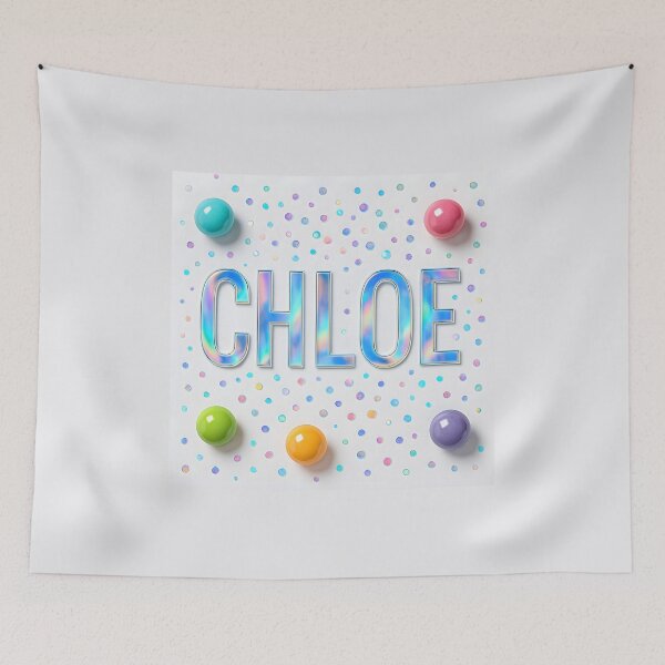 Item preview, CHLOE Holographic Name Art – Iridescent Typography with Confetti Dots designed and sold by VoidBloom Studio.