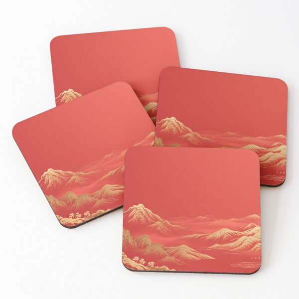 Item preview, Auspicious Golden Peaks on Crimson Waters designed and sold by zzz888.