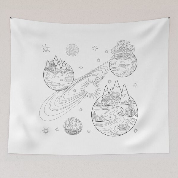 Item preview, black and white pencil drawing galaxy illustration designed and sold by ArtQueen777.