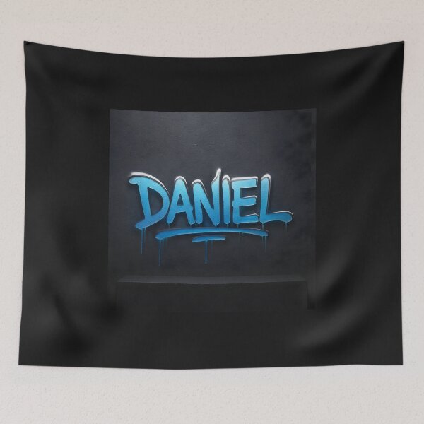 Item preview, DANIEL Graffiti Name Art – Urban Slate Wall Tag in Electric Blue designed and sold by VoidBloom Studio.