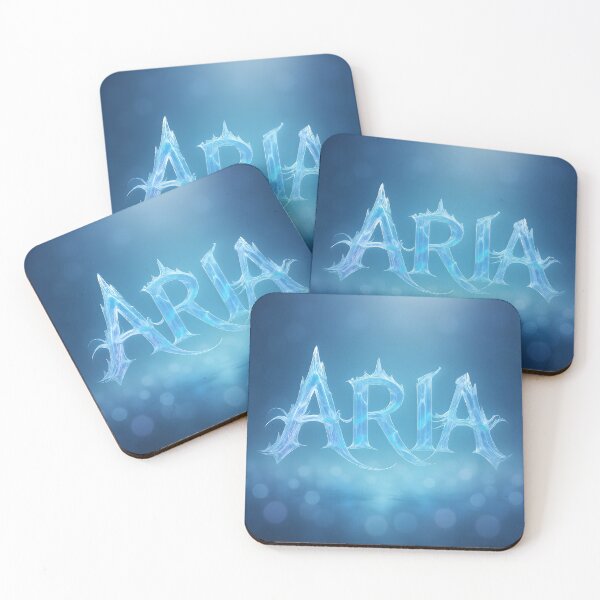 Item preview, ARIA Crystal Wave Name Art – Ethereal Ice Typography on Ocean Blue Bokeh designed and sold by VoidBloom Studio.
