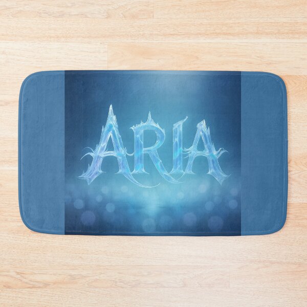 Item preview, ARIA Crystal Wave Name Art – Ethereal Ice Typography on Ocean Blue Bokeh designed and sold by VoidBloom Studio.