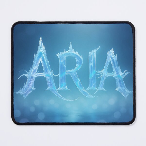 Item preview, ARIA Crystal Wave Name Art – Ethereal Ice Typography on Ocean Blue Bokeh designed and sold by VoidBloom Studio.