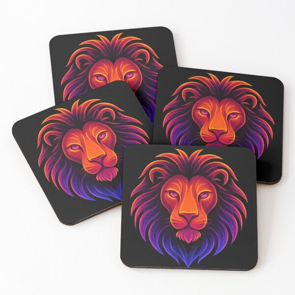 Item preview, Neon Colorful Lion Face – Retro Wild Cat Glow Art designed and sold by Creative.Shop.