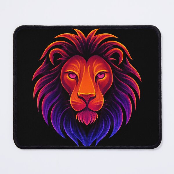 Item preview, Neon Colorful Lion Face – Retro Wild Cat Glow Art designed and sold by Creative.Shop.