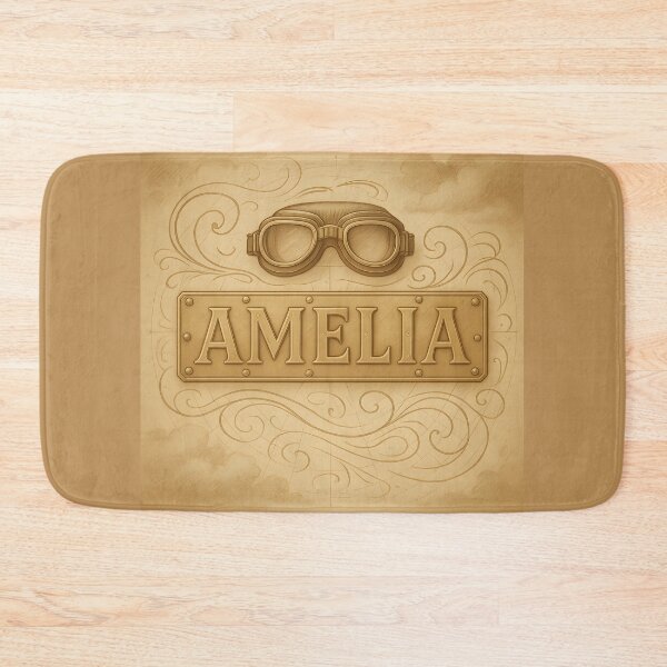 Item preview, AMELIA Aeronaut Name Plate – Vintage Aviation Typography with Brass & Goggles designed and sold by VoidBloom Studio.