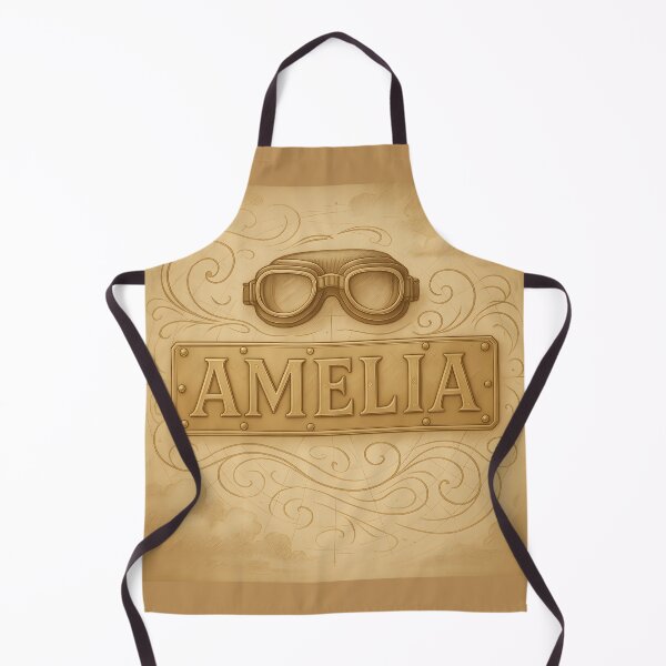 Item preview, AMELIA Aeronaut Name Plate – Vintage Aviation Typography with Brass & Goggles designed and sold by VoidBloom Studio.