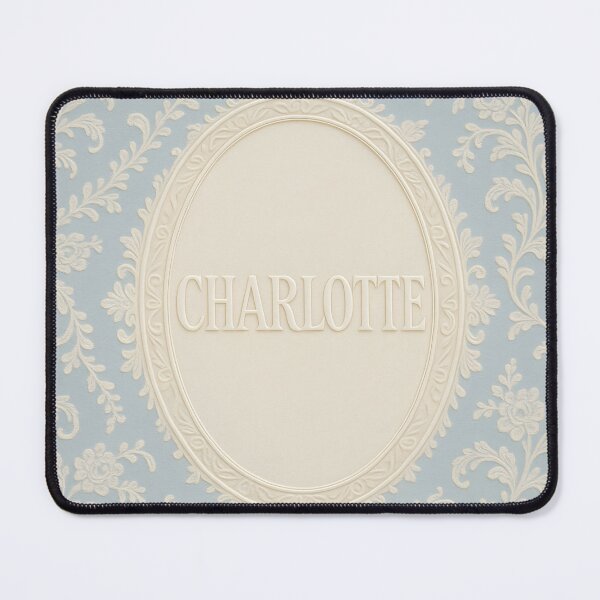 Item preview, CHARLOTTE Regency Cameo Name Print – Ivory Emboss on Powder-Blue Damask designed and sold by VoidBloom Studio.