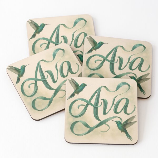 Item preview, AVA Hummingbird Silk Script – Botanical Calligraphy Name Print designed and sold by VoidBloom Studio.