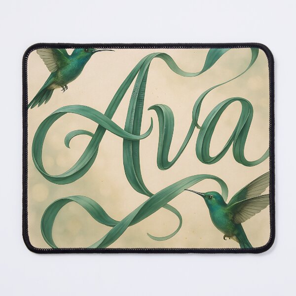 Item preview, AVA Hummingbird Silk Script – Botanical Calligraphy Name Print designed and sold by VoidBloom Studio.
