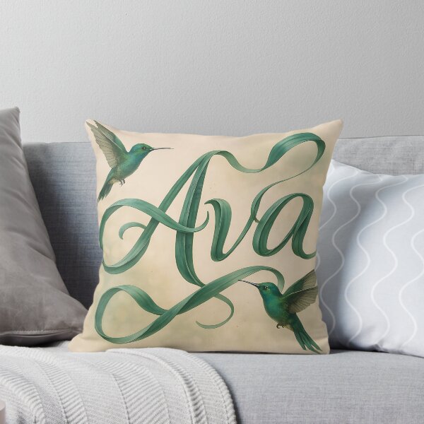 Item preview, AVA Hummingbird Silk Script – Botanical Calligraphy Name Print designed and sold by VoidBloom Studio.
