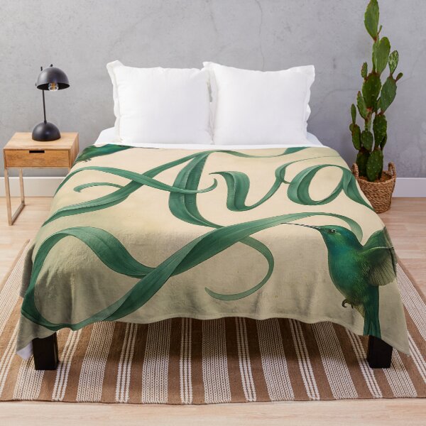 Item preview, AVA Hummingbird Silk Script – Botanical Calligraphy Name Print designed and sold by VoidBloom Studio.