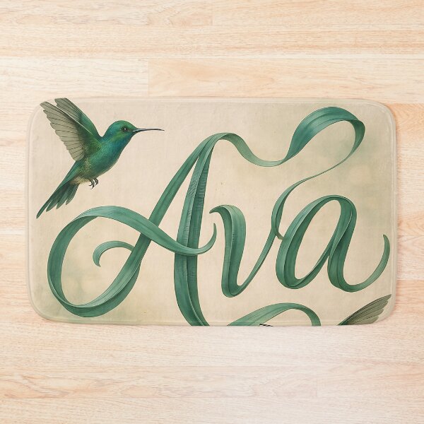 Item preview, AVA Hummingbird Silk Script – Botanical Calligraphy Name Print designed and sold by VoidBloom Studio.