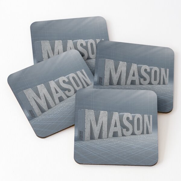Artikelvorschau, MASON Brutalistische konkrete Namenskunst – Industrielle Typografie auf Blaupausenraster entworfen und verkauft von VoidBloom Studio.