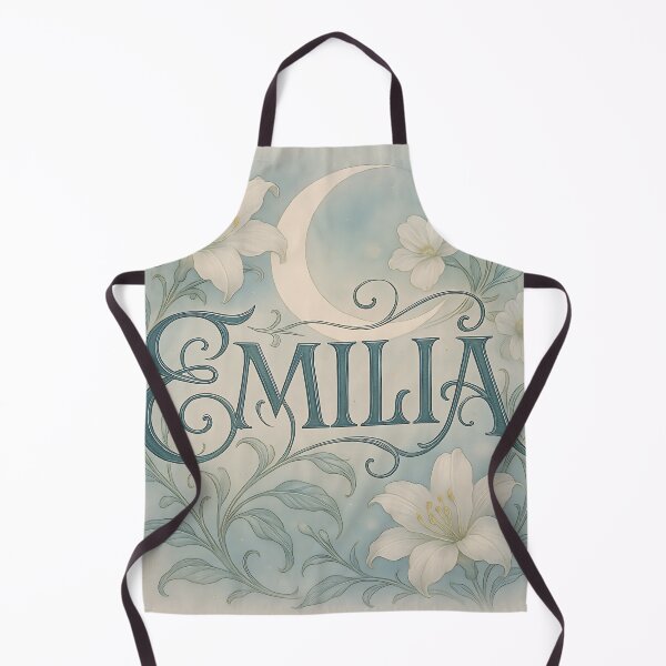 Item preview, EMILIA Art Nouveau Moon & Lily Name Print – Elegant Floral Typography Poster designed and sold by VoidBloom Studio.