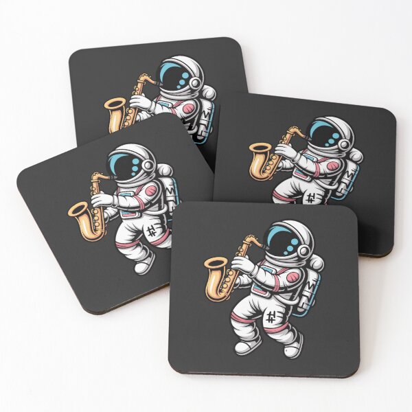 Item preview, Saxophone Astronaut – Cool Neon Space Jazz Music Design designed and sold by ColorSplash123.
