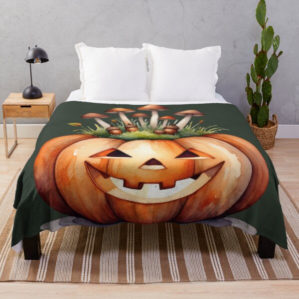 Item preview, Jack-O’-Lantern with Mushrooms | Goblincore Pumpkin Art designed and sold by Ombrya.