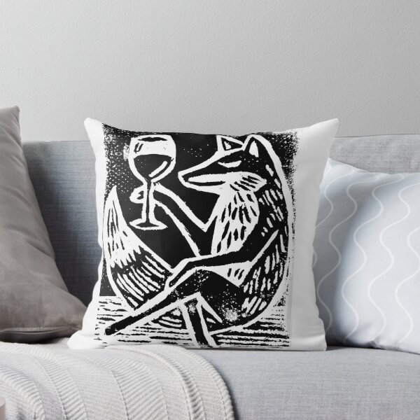 Item preview, Wine Time Fox! Hand Carved Linocut  designed and sold by Your Therapist's Art.