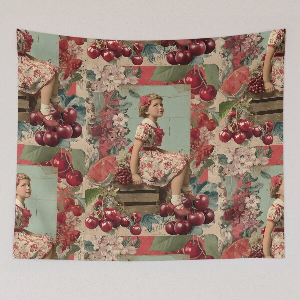 Item preview, Whimsical Cherry Girl Collage designed and sold by bapupa.