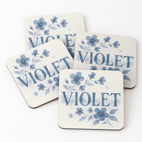 Item preview, VIOLET Indigo Watercolor Name Print – Floral Typography on Textured Paper designed and sold by VoidBloom Studio.
