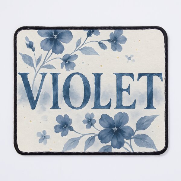 Item preview, VIOLET Indigo Watercolor Name Print – Floral Typography on Textured Paper designed and sold by VoidBloom Studio.