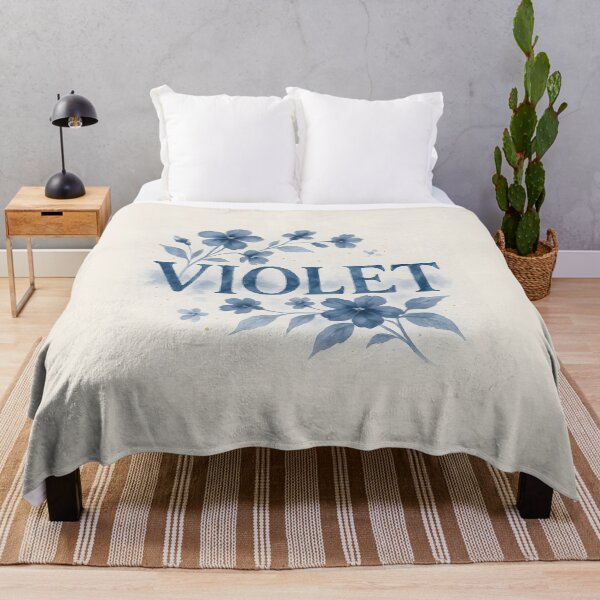 Artikelvorschau, VIOLET Indigo Aquarell Namensdruck – Florale Typografie auf strukturiertem Papier entworfen und verkauft von VoidBloom Studio.