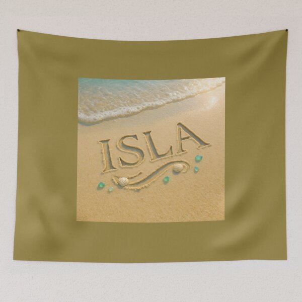 Item preview, ISLA Shoreline Sand Name Print – Beach Calligraphy with Seashells & Sea Glass designed and sold by VoidBloom Studio.