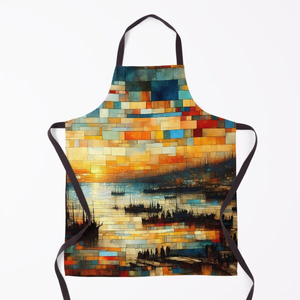 Item preview, Harbour of Golden Light | Geometric Seascape Wall Art designed and sold by Stoneflower-Art.