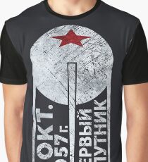 CCCP Sputnik 1 First Satellite - Silver Edition Graphic T-Shirt