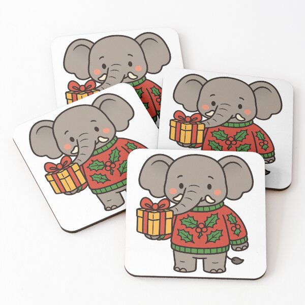 Item preview, Elephant in Festive Jumper with Gift – Holiday Animal Design designed and sold by Confuzz1ed.