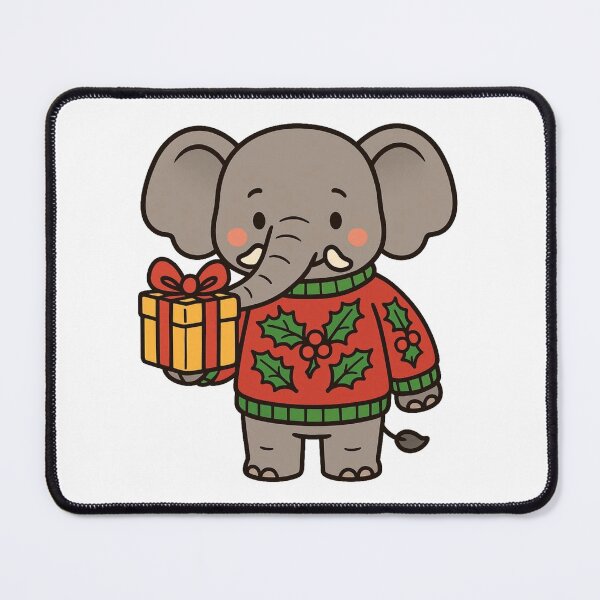 Item preview, Elephant in Festive Jumper with Gift – Holiday Animal Design designed and sold by Confuzz1ed.