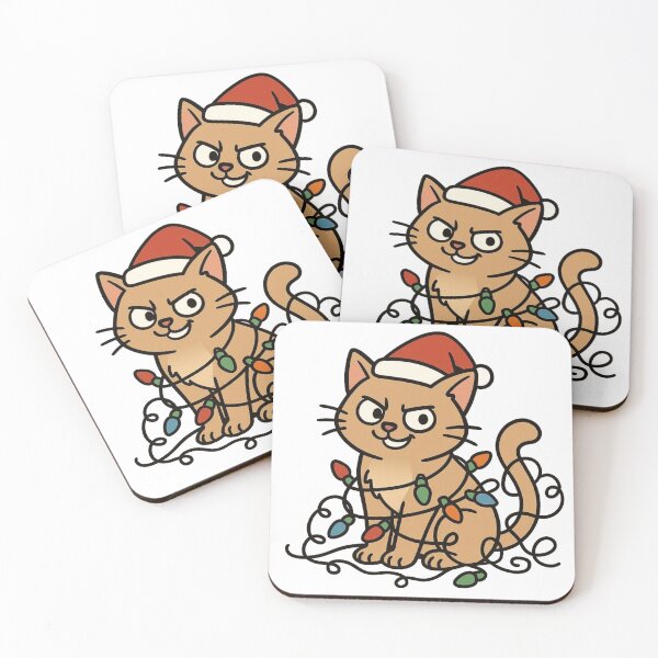 Item preview, Mischievous Cat Tangled in Lights – Funny Christmas Animal designed and sold by Confuzz1ed.