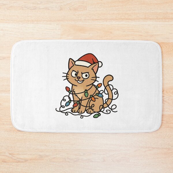 Item preview, Mischievous Cat Tangled in Lights – Funny Christmas Animal designed and sold by Confuzz1ed.