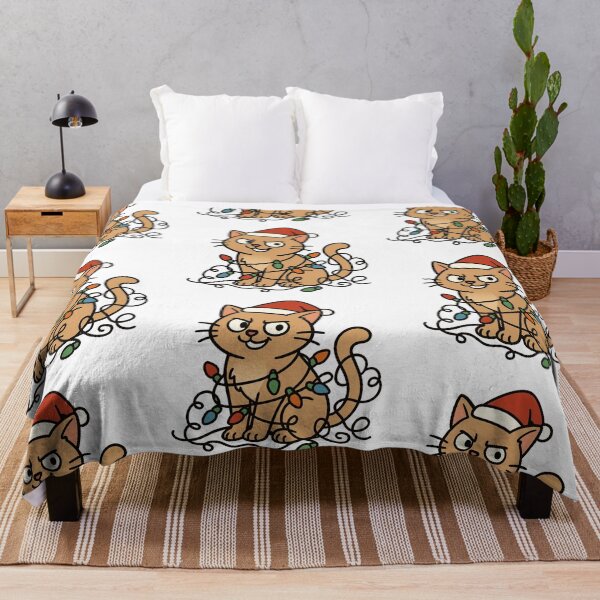 Item preview, Mischievous Cat Tangled in Lights – Funny Christmas Animal designed and sold by Confuzz1ed.