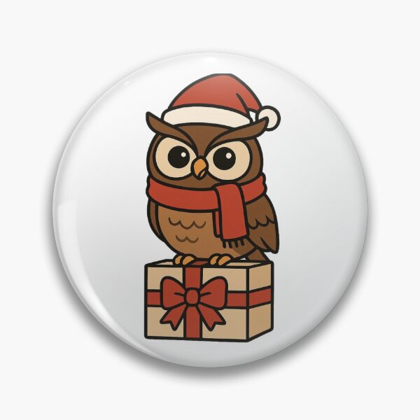 Item preview, Christmas Owl with Scarf on Gift Box – Holiday Animal Art designed and sold by Confuzz1ed.