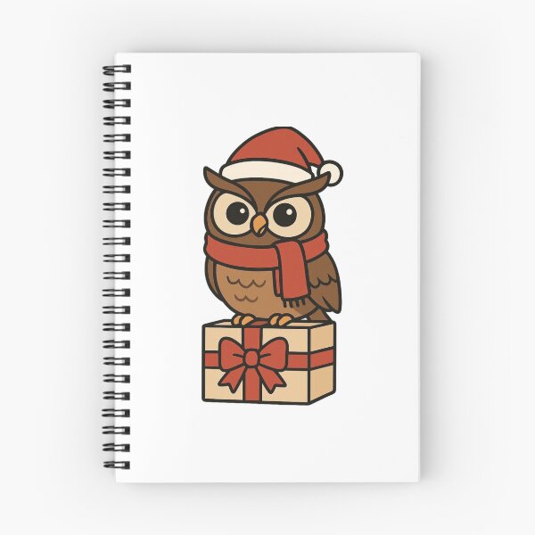Item preview, Christmas Owl with Scarf on Gift Box – Holiday Animal Art designed and sold by Confuzz1ed.