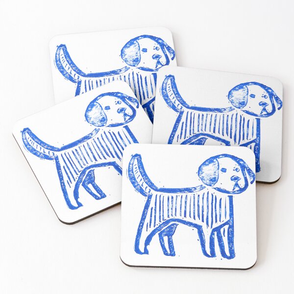 Item preview, Cute Blue Dog Linocut designed and sold by Your Therapist's Art.