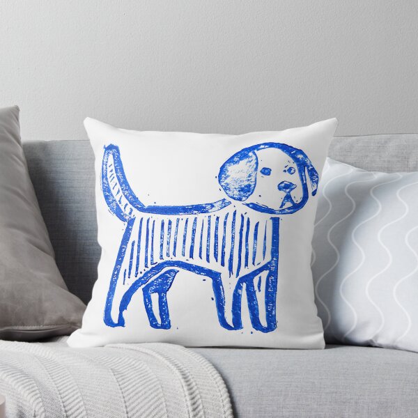 Item preview, Cute Blue Dog Linocut designed and sold by Your Therapist's Art.