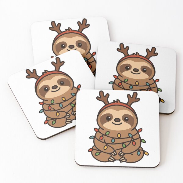 Item preview, Sloth with Reindeer Antlers and Lights – Funny Christmas Animal designed and sold by Confuzz1ed.